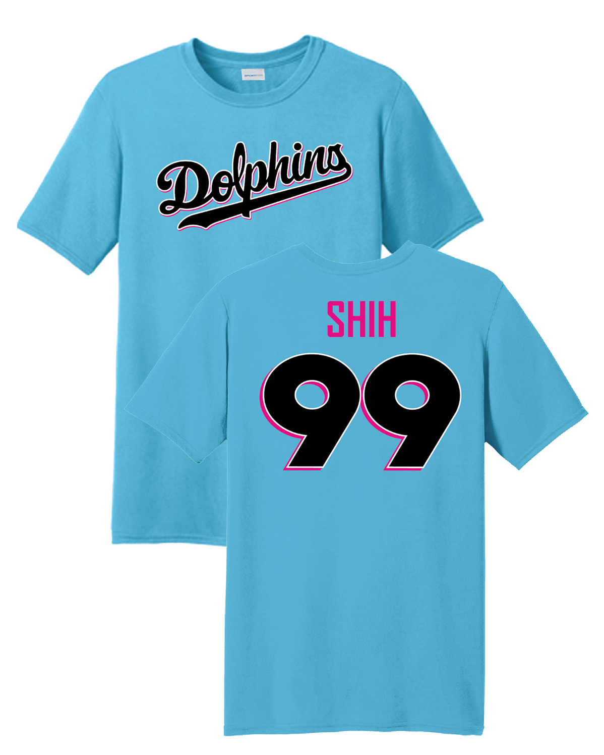 Dolphins - Atomic Blue Sport Tek (Name & Number)