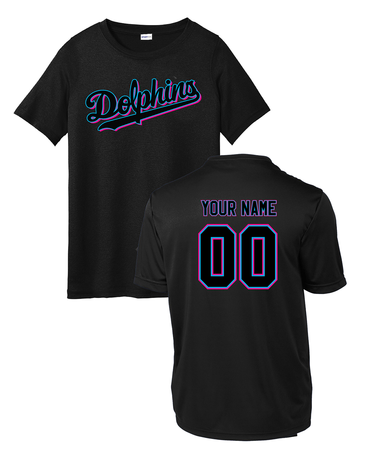 Dolphins Practice Dri Fit Tee with Name and Number (YOUTH & ADULT) Dri fit or Cotton
