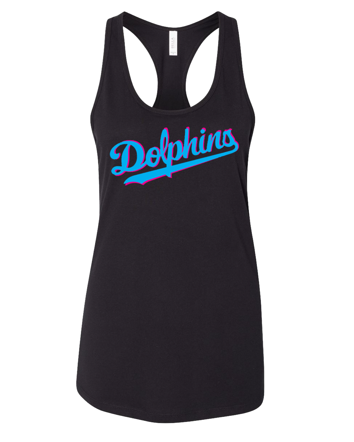 Dolphins Ladies Flowy Racerback Tanktop (Blue Logo)