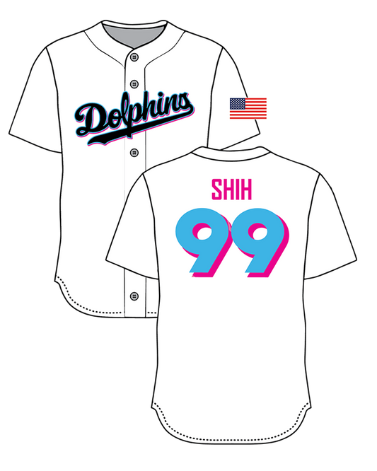 Dolphins - Button Down Jersey (White)