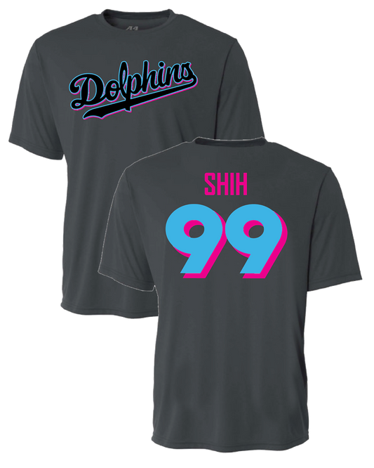 Dolphins -  Graphite Dri Fit A4 (Name & Number)